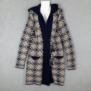 FietsVoor2 Size M Womens Open Front Duster Cardigan Knit Sweater Wool Cotton